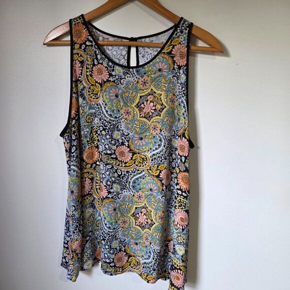 EUC LOFT BOHO PAISLEY SOFT FLOWY TANK TOP SIZE LARGE - Picture 2 of 13